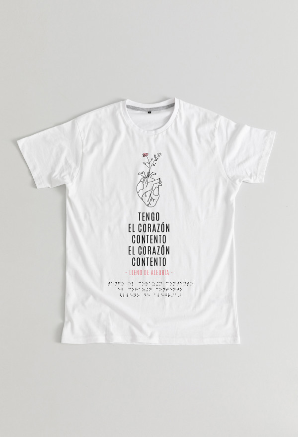 Camiseta Corazón contento braille unisex