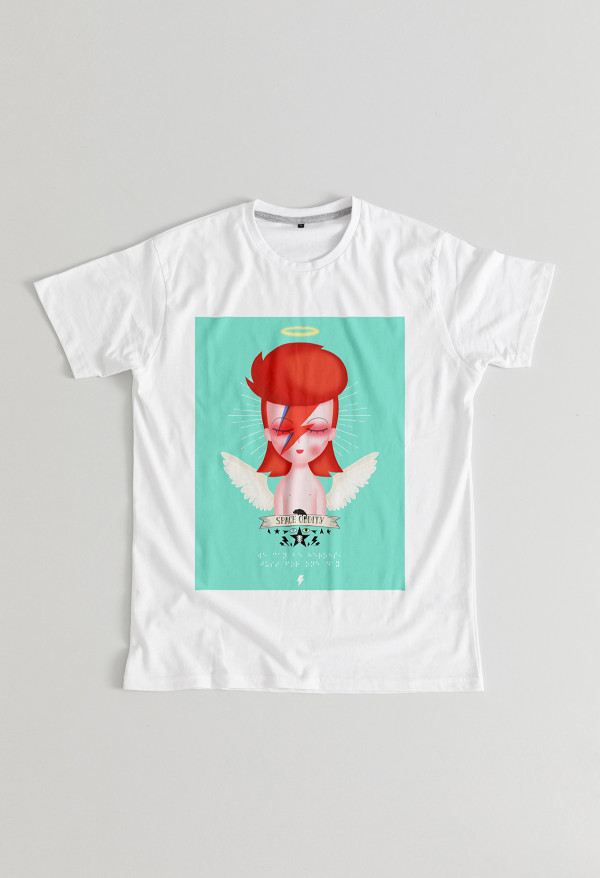 Camiseta Bowie angel Braille Unisex