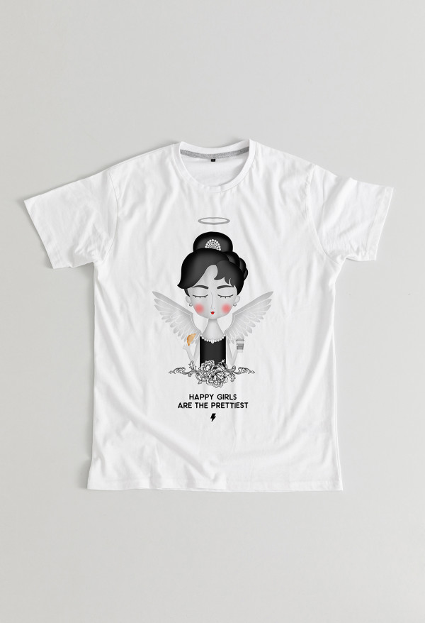 Camiseta Audrey angel BN Chica