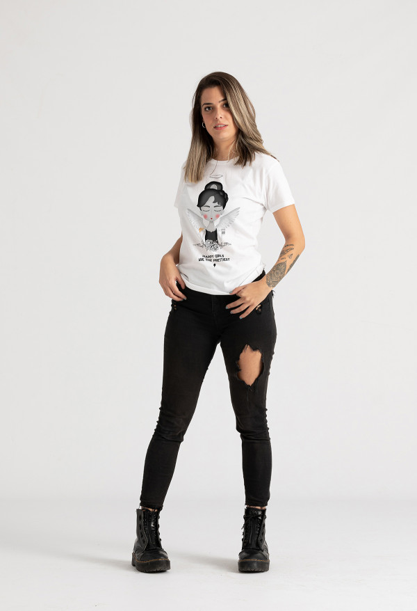 Camiseta Audrey angel BN Chica